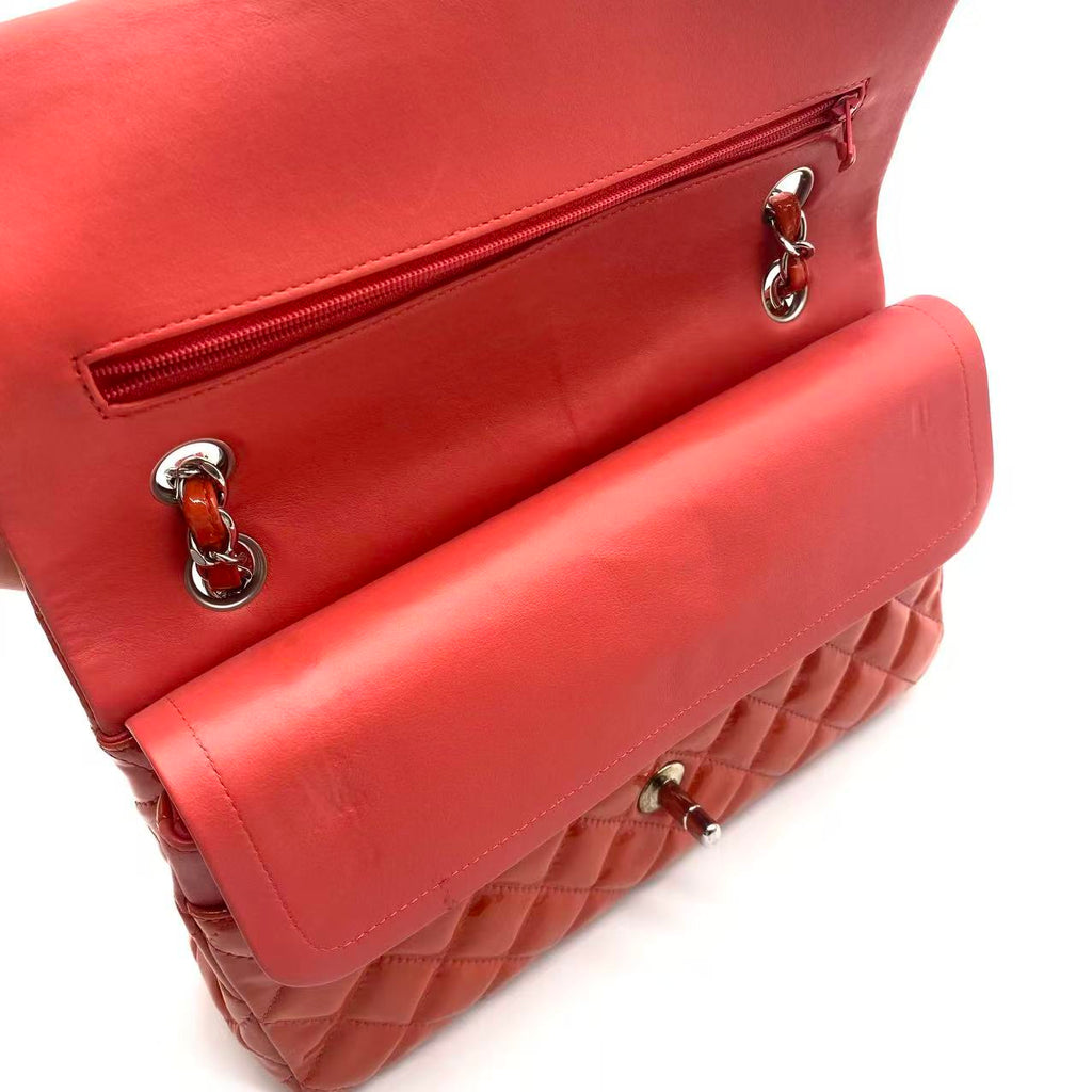Patent Calfskin Quilted Mini Rectangular Flap Red