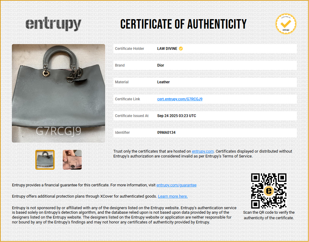 Dior Grey Leather Lady Bag Large