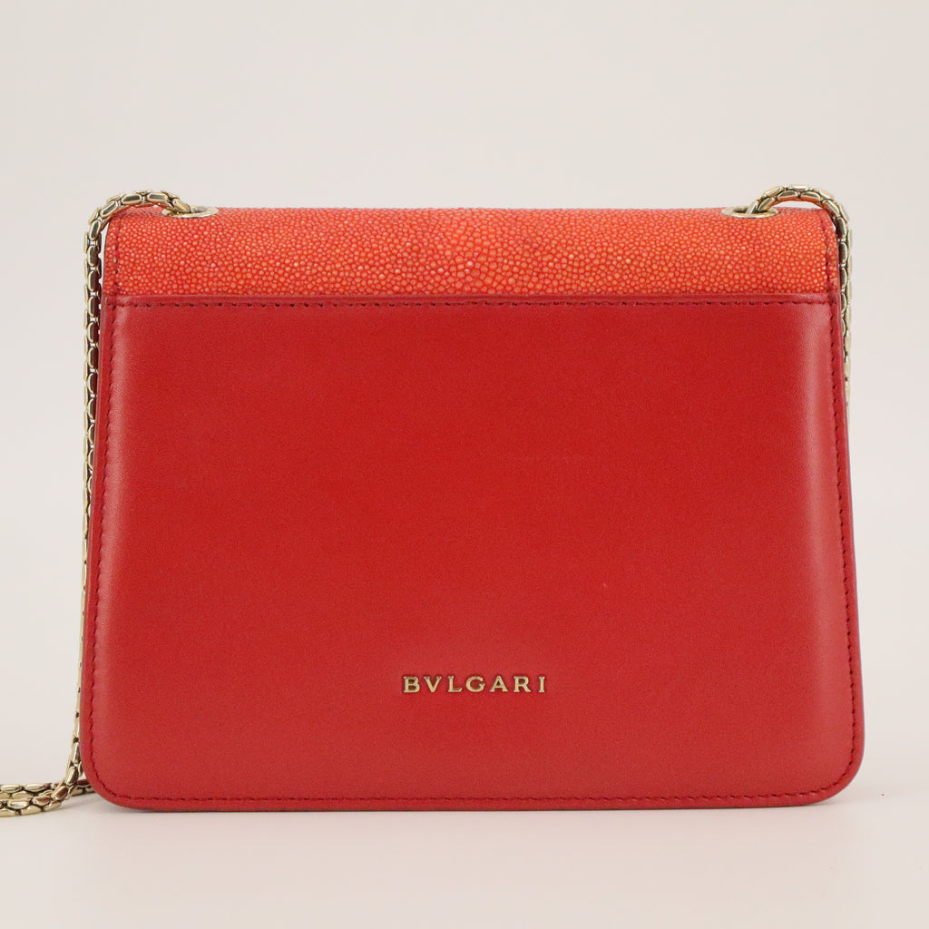 Serpenti Forever Square Shoulder Bag Leather and Stingray Small Twins