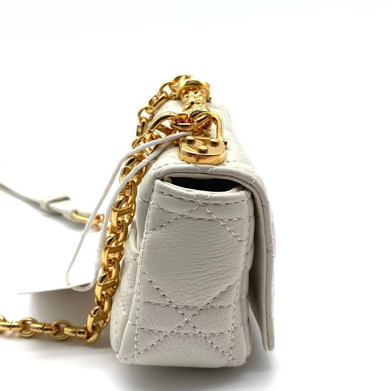 Small Dior Caro Bag Ivory Supple Cannage Calfskin