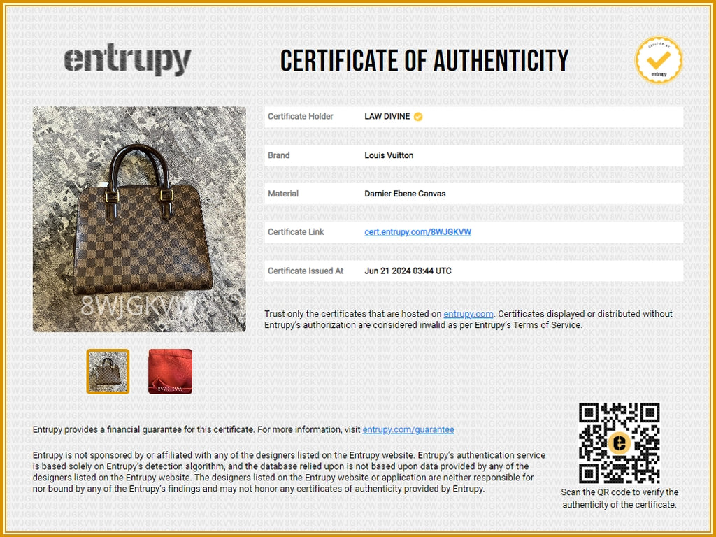 LOUIS VUITTON Coated Canvas Damier Ebene Pattern Vintage