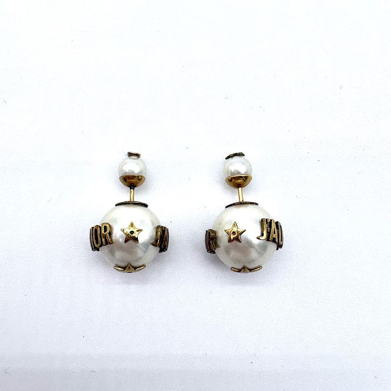 Pearl J'Adior Mise En Dior Tribal Earrings Gold