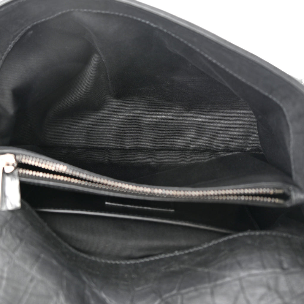 Calfskin Crocodile Embossed Medium West Hollywood Monogram Fold-Over Bag twins