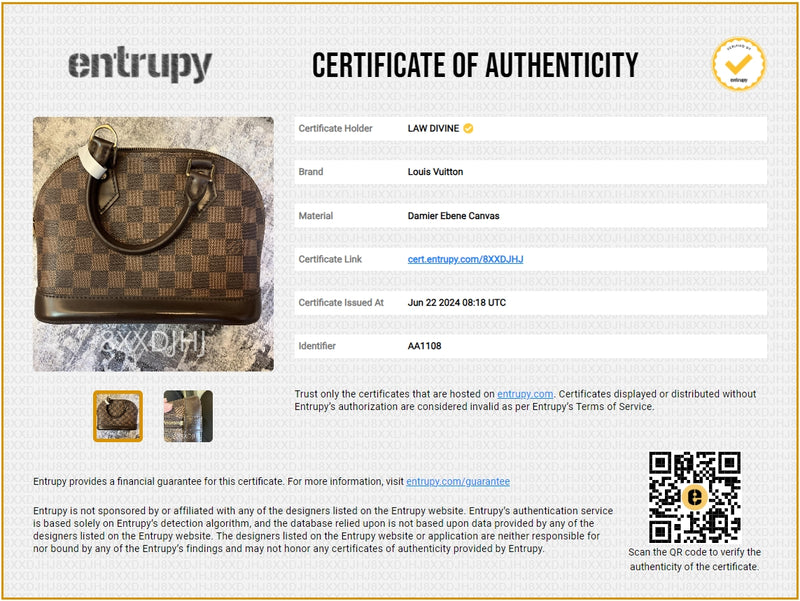 Louis Vuitton Alma Handbag Damier BB