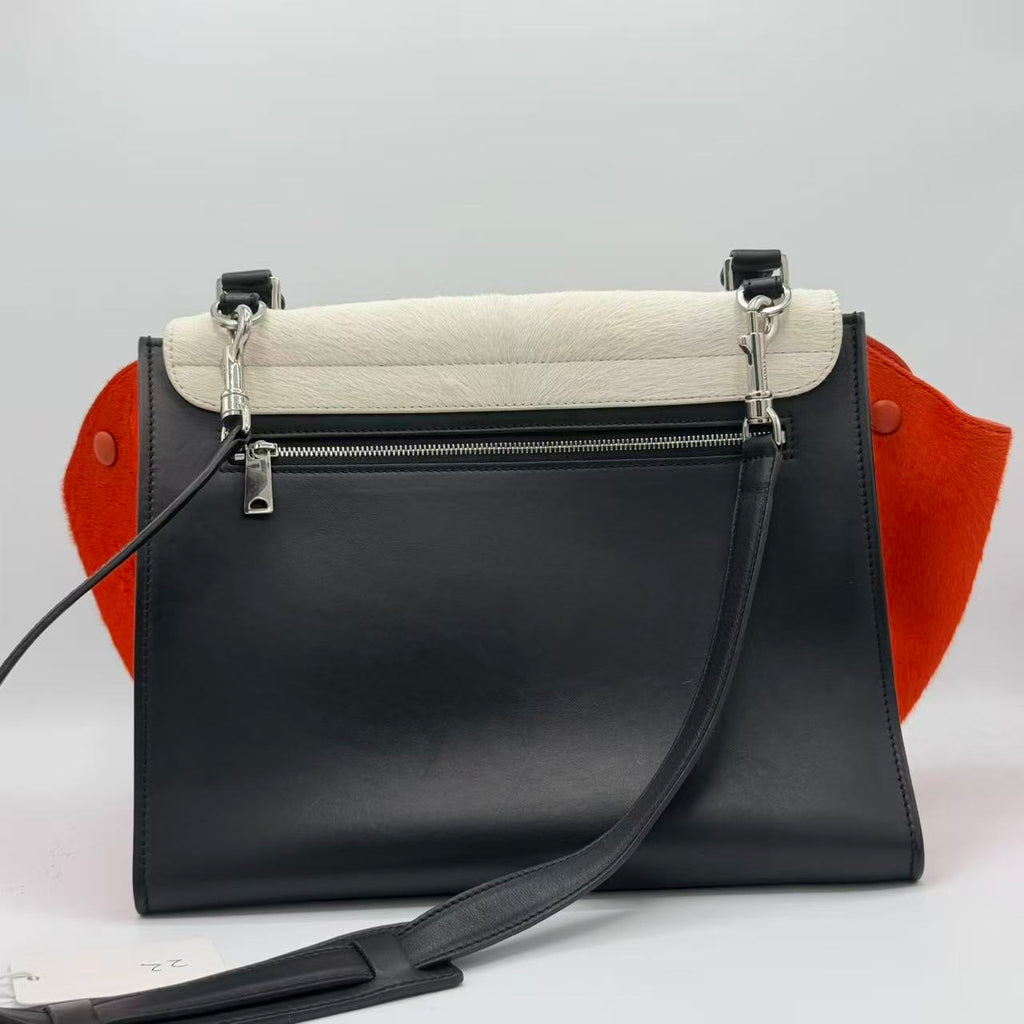 Multicolor Calf Hair and Leather Medium Trapeze Top Handle Bag