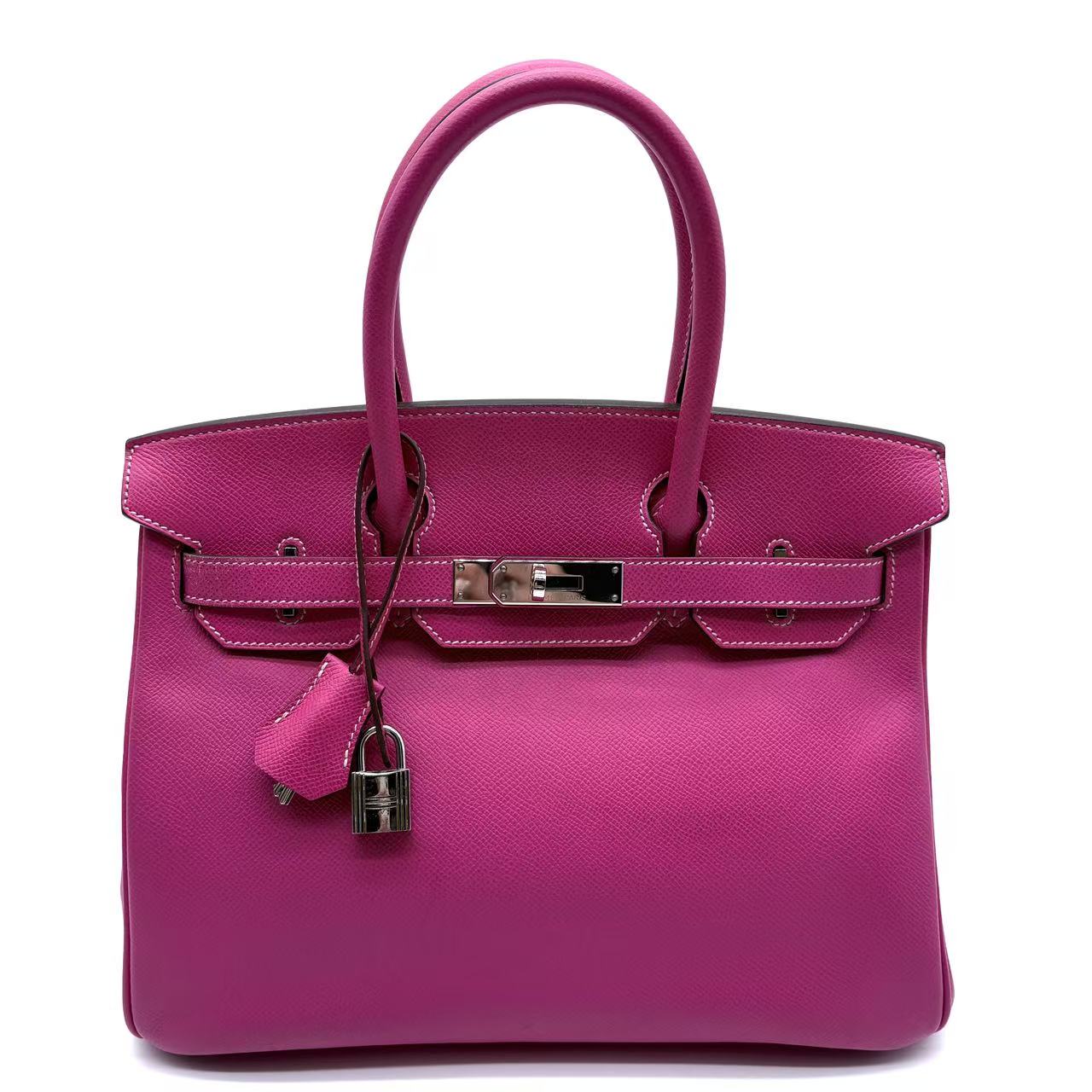 Birkin 30 Handbag Rose Mexico Epsom with Palladium Hardware