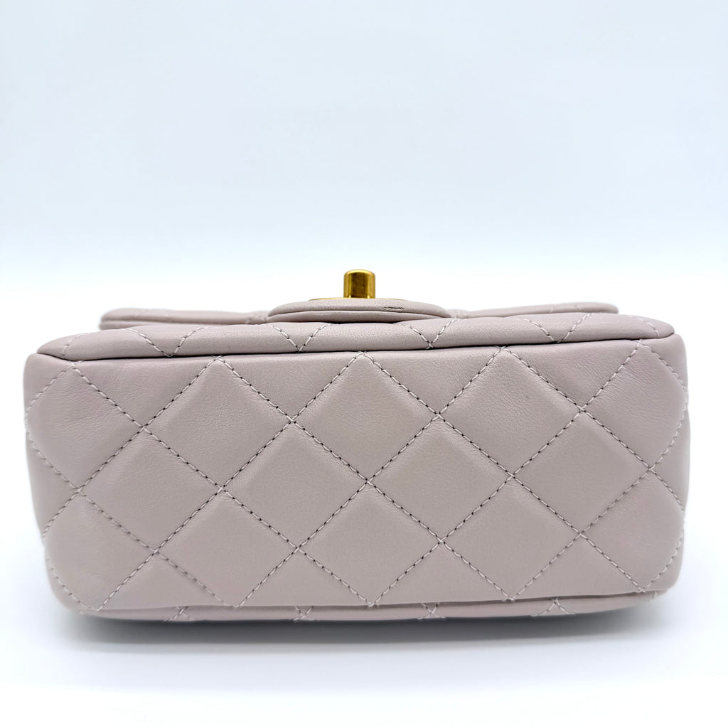 Pearl Crush Square Flap Bag Quilted Lambskin Mini