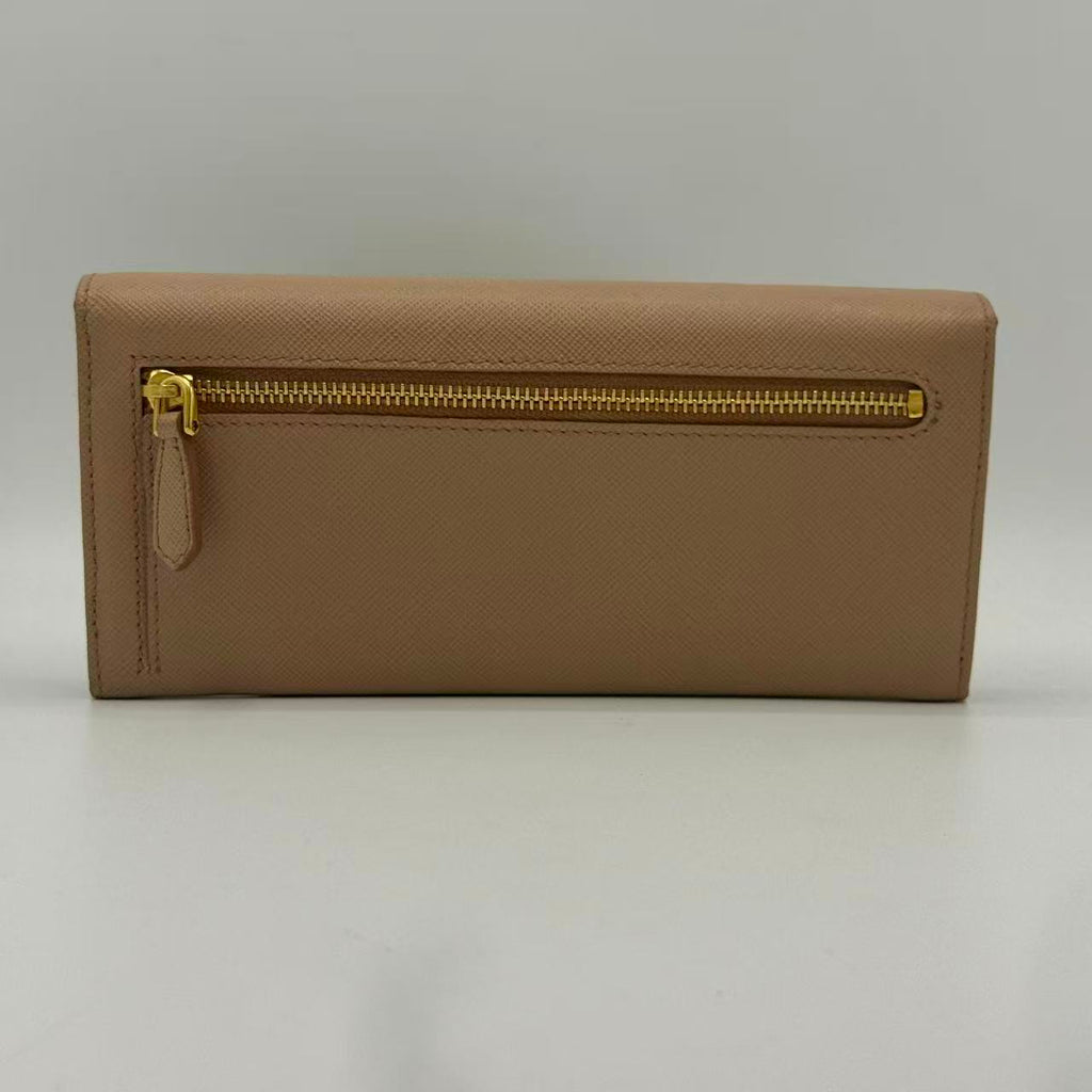 Bow Flap Wallet Saffiano Leather Long