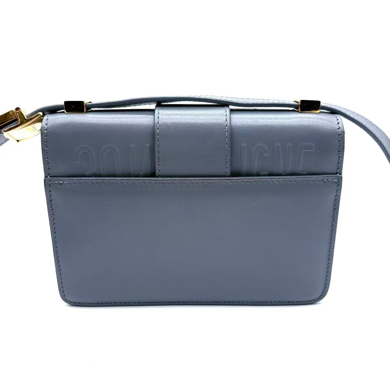 Smooth Calfskin 30 Mini Montaigne Flap Bag Indigo Blue