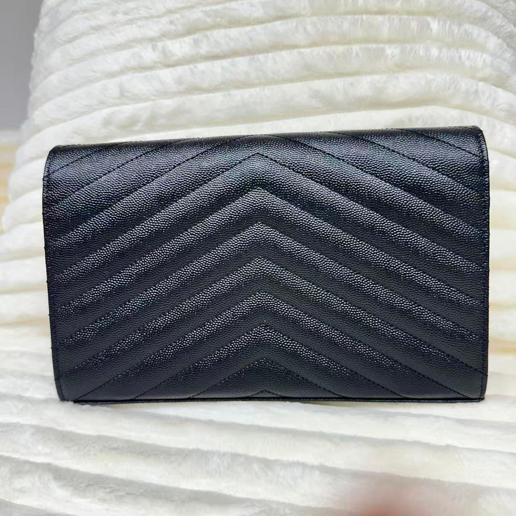 Classic Monogram Wallet on Chain Matelasse Chevron Leather