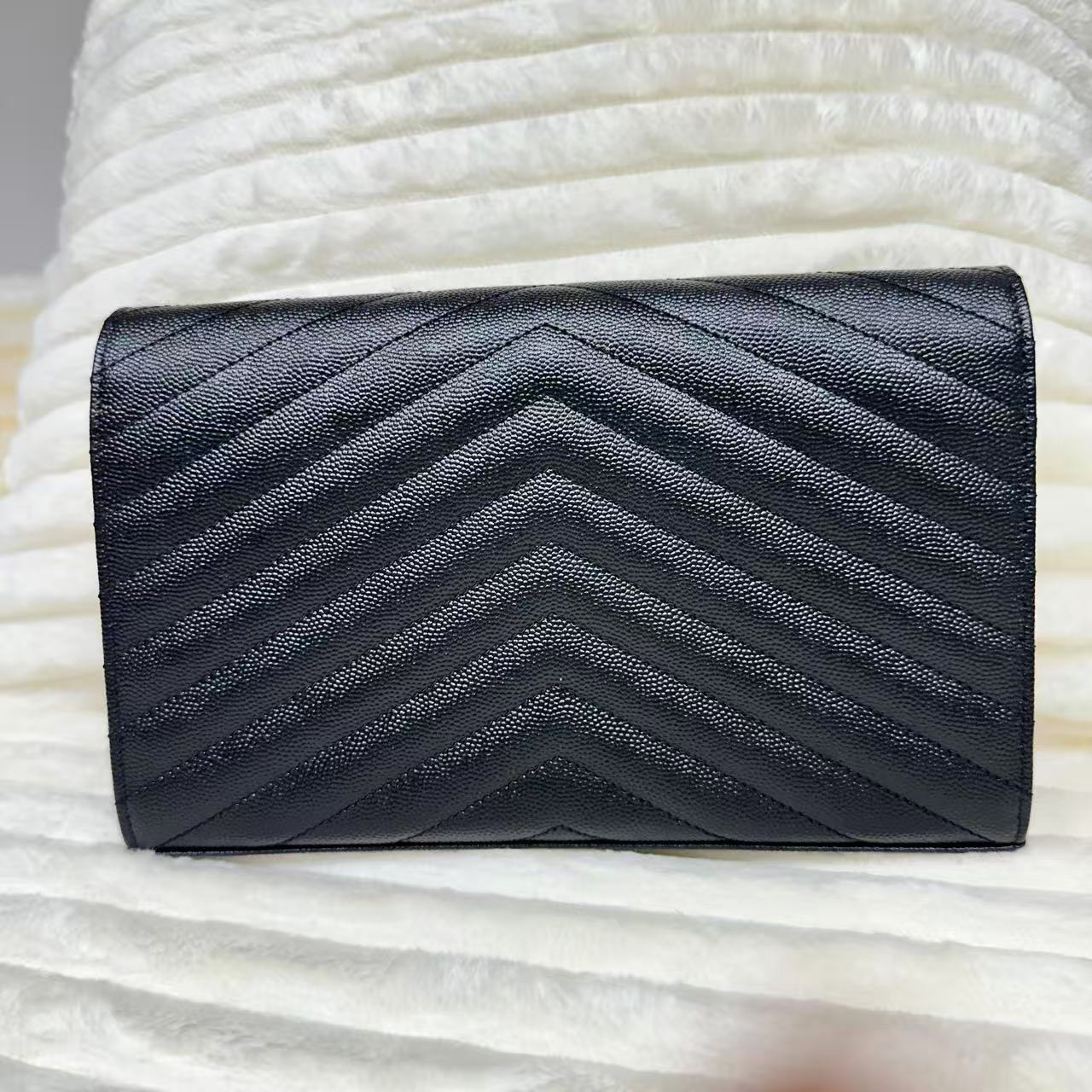 Classic Monogram Wallet on Chain Matelasse Chevron Leather