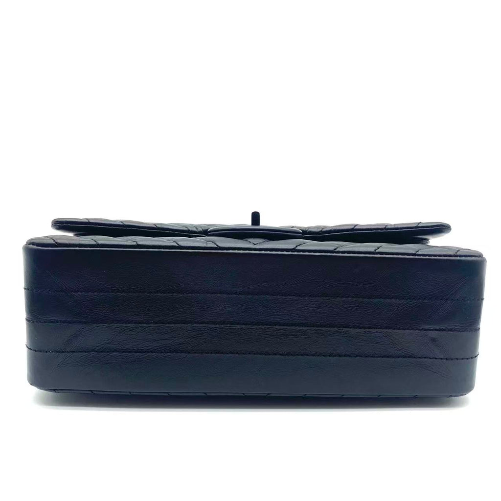 So Black Reissue 2.55 Flap Bag Chevron Aged Calfskin 225