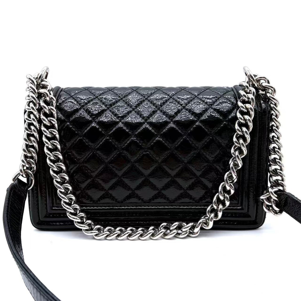 Boy Flap Bag Quilted Plexiglass Patent Old Medium