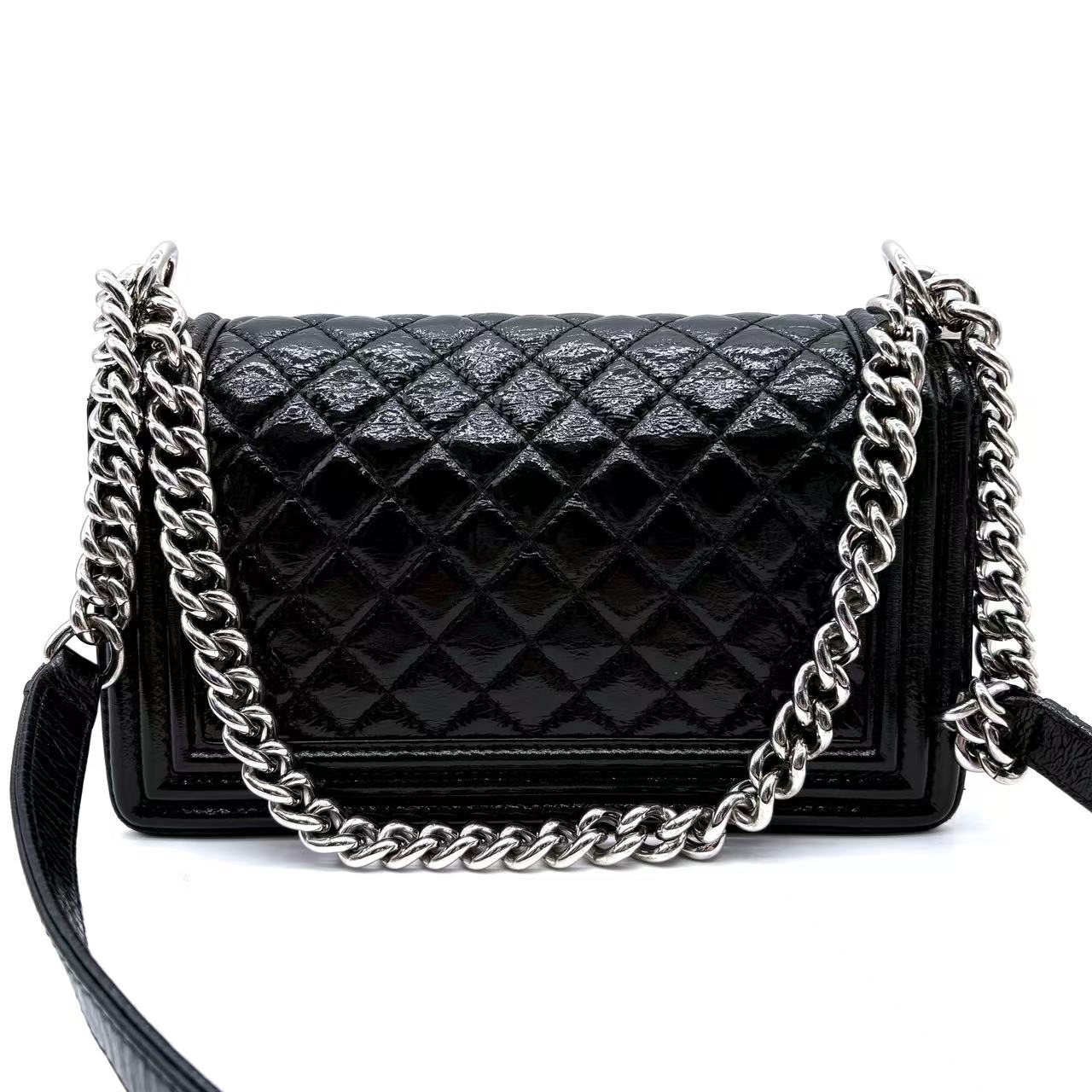 Boy Flap Bag Quilted Plexiglass Patent Old Medium