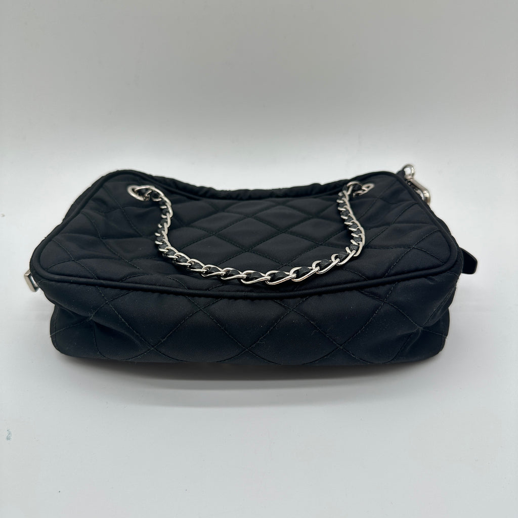 Qulited Tessuto Nylon Chain Crossbody Bag