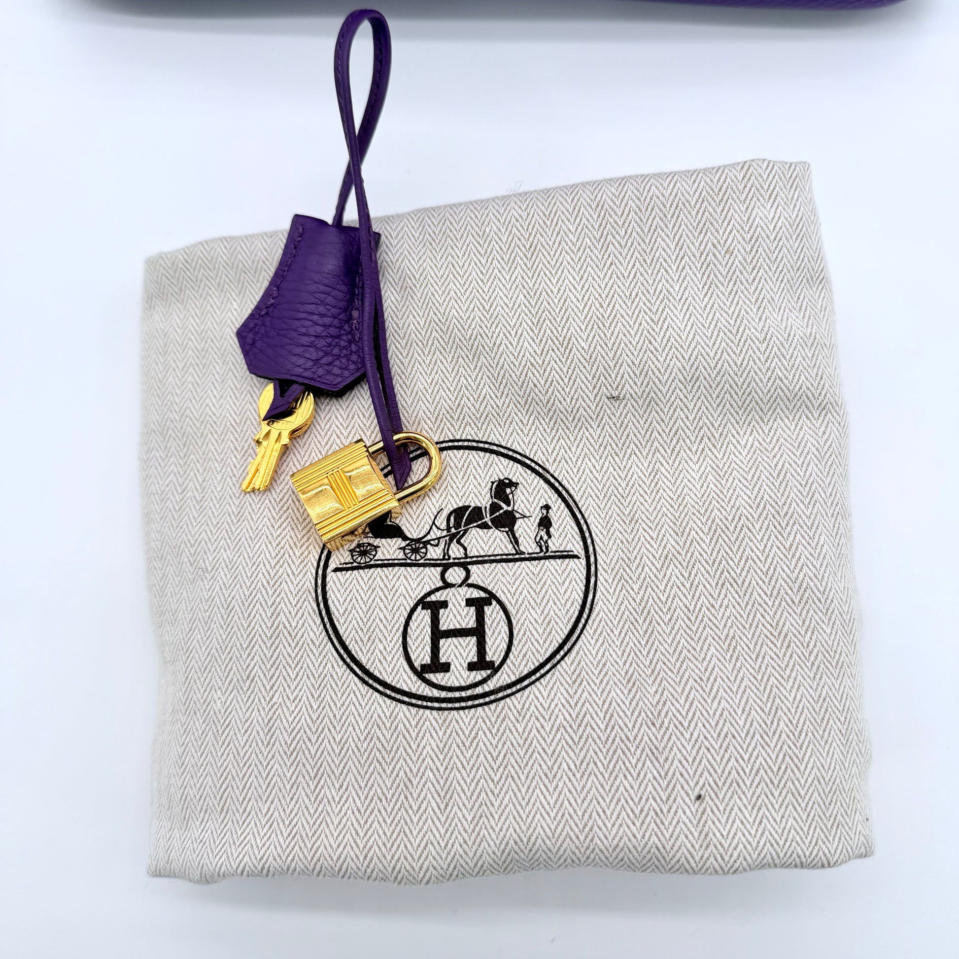 Birkin 30 Clemence Leather Bag Purple With Gold Hardware