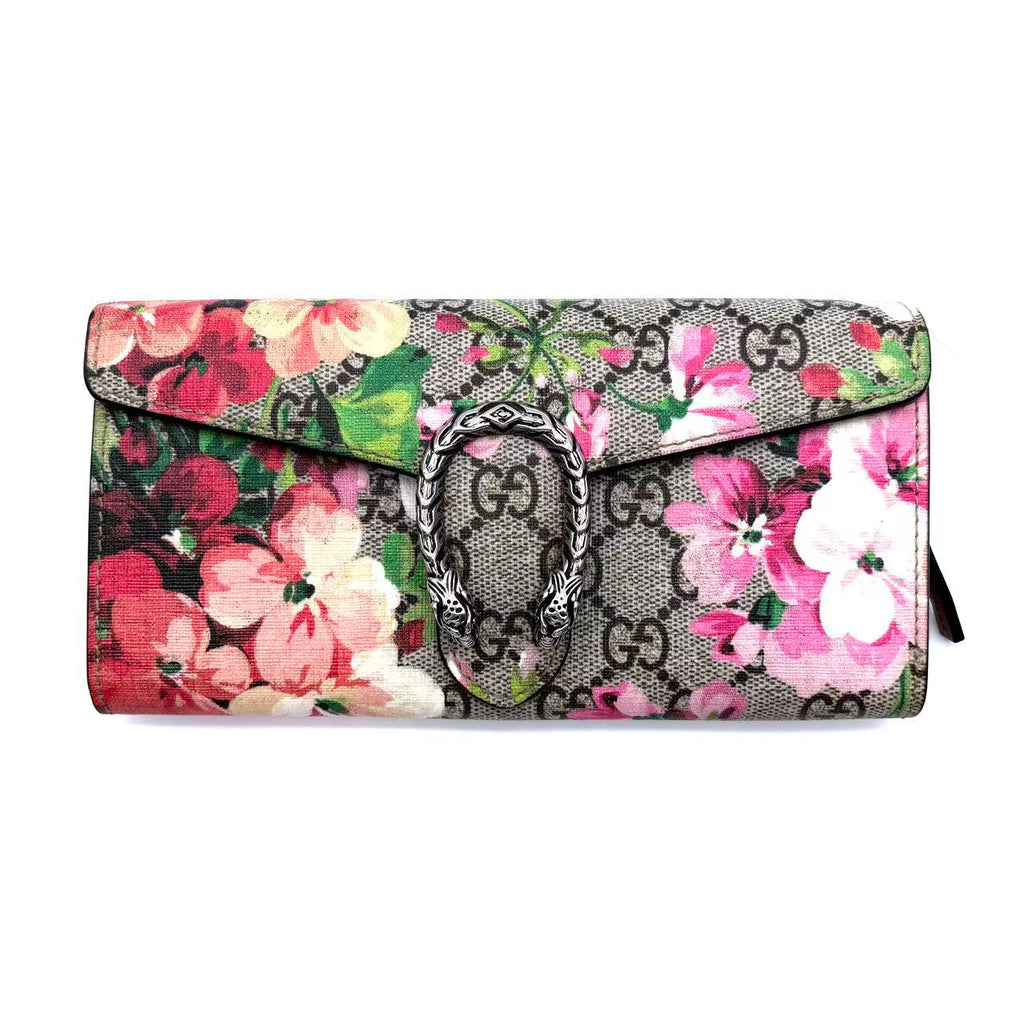 Dionysus Chain Wallet Blooms Print GG Coated Canvas Long
