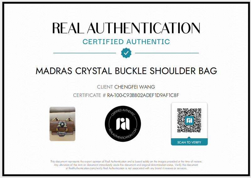 Madras Crystal Buckle Shoulder Bag Leather Small