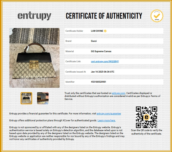 GG Supreme Monogram Calfskin Small Padlock Top Handle Bag Beige Black Cuir
