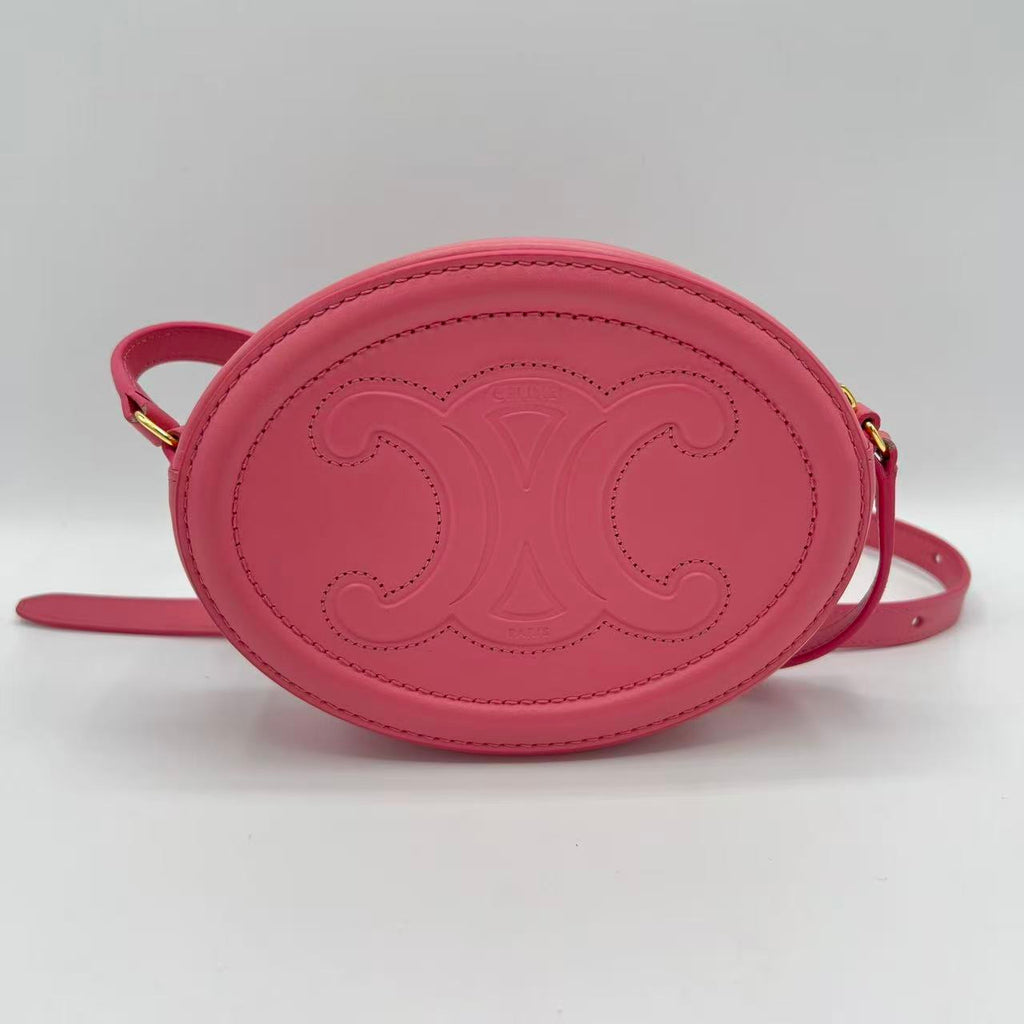 Smooth Calfskin Cuir Triomphe Oval Purse Crossbody Lipstick