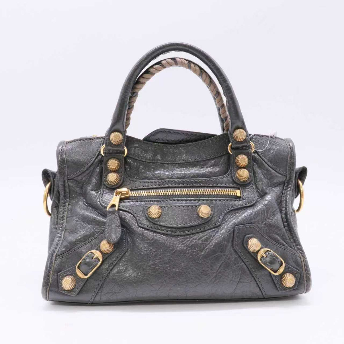 Balenciaga City Classic Studs Bag Leather Gold hardware Twins LDJ6233
