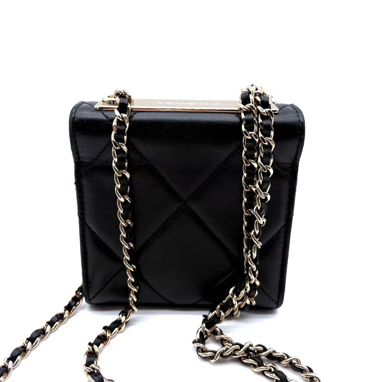 Lambskin Quilted Mini Trendy CC Chain Wallet Black