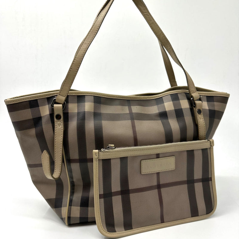 Burberry Smoked Check Coated Canvas and Leather Small Canterbury Tote