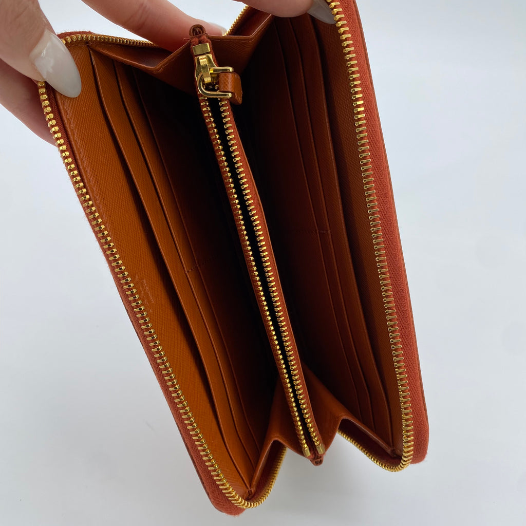 Zip Around Wallet Saffiano Leather Long
