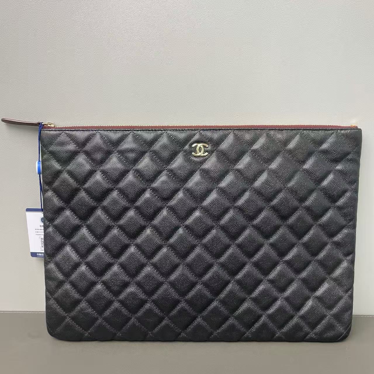 Chanel Black Quilted Caviar Leather Pouch twins LDZ1111