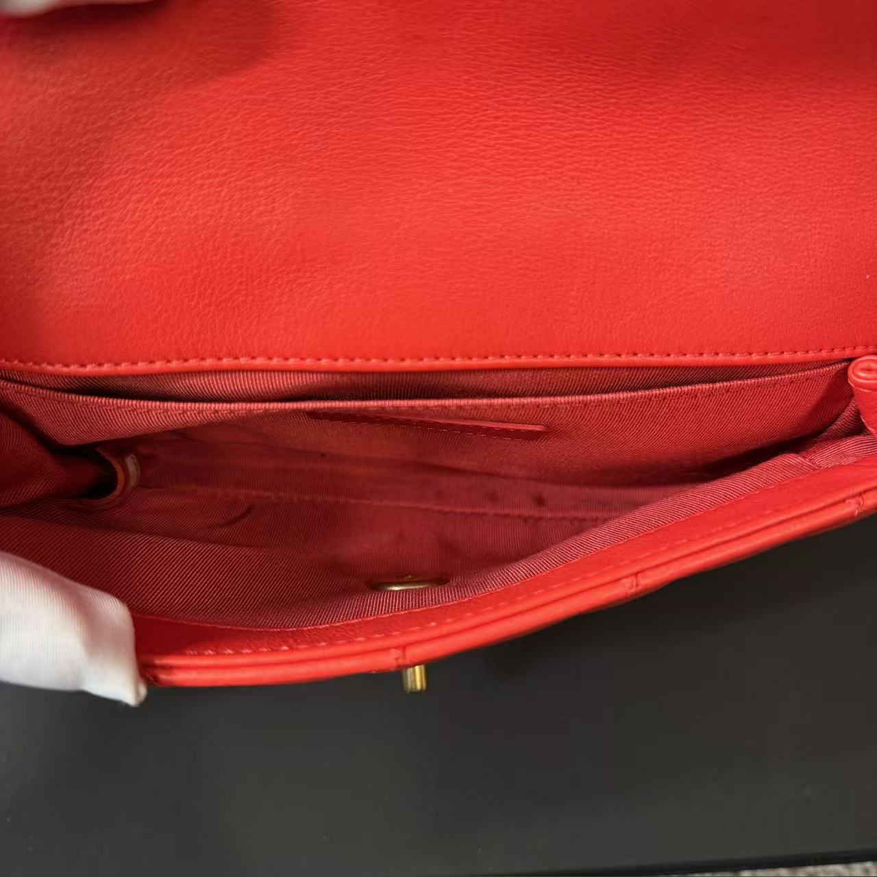 Calfskin Quilted Carry With Chic Flap Waist Bag Red