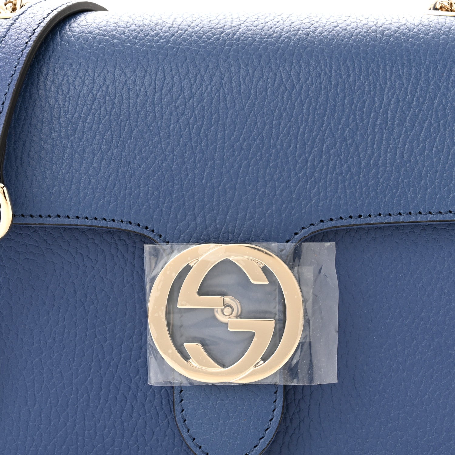 Blue Leather Dollar Interlocking G Flap Crossbody Bag twins