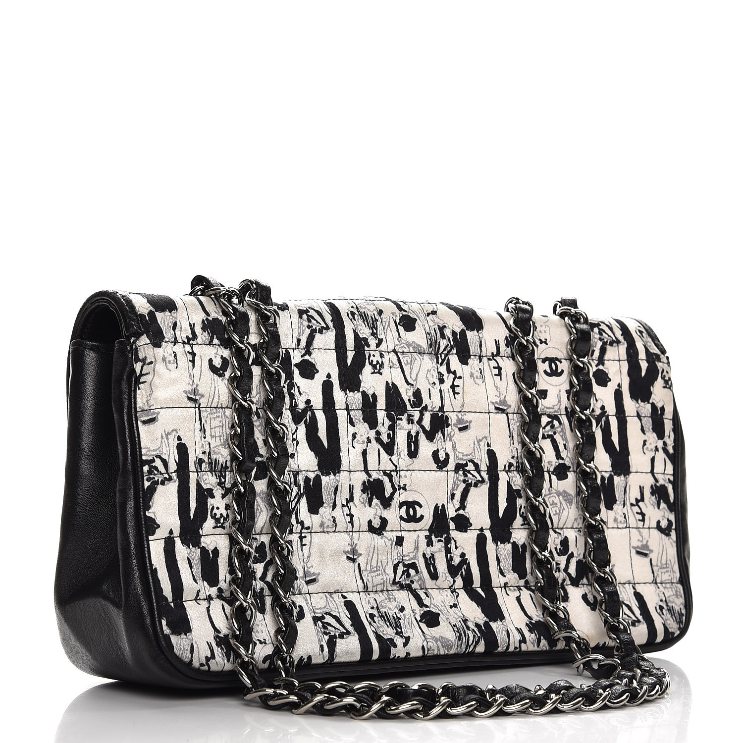 Limited Edition Scarf Flap Bag Printed Silk and Leather Medium Twins