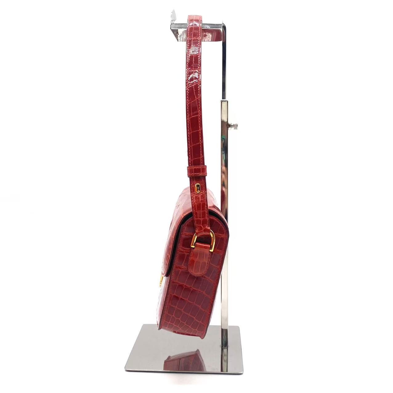 Cherche Midi Shoulder Bag Croc Red 18