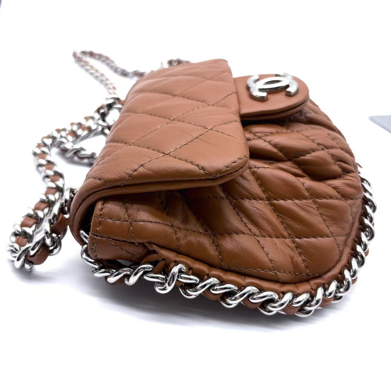Chain Around Flap Bag Quilted Leather Small