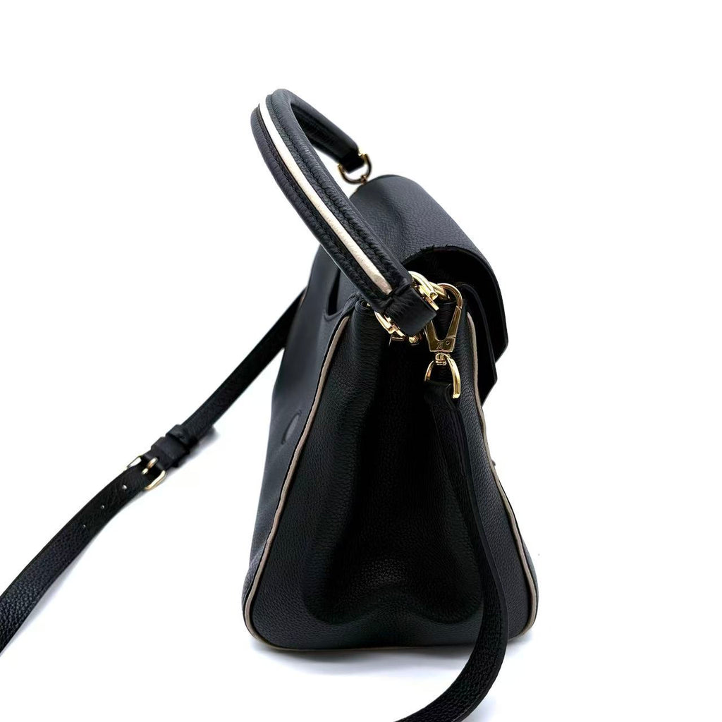 Monogram Leather Double V Crossbody Shoulder Bag