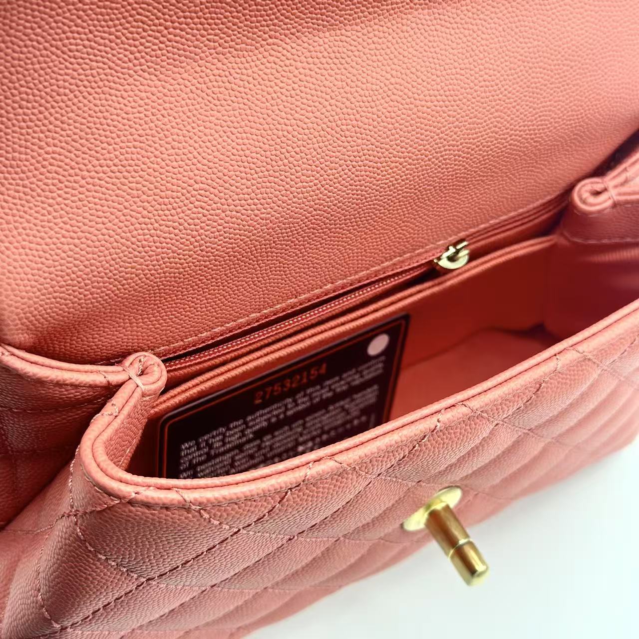 Caviar Quilted Mini Coco Handle Flap Pink