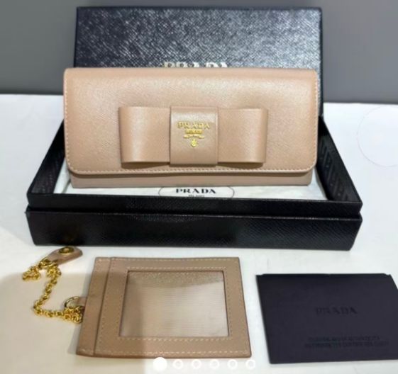 Prada Saffiano Fiocco Bow Flap Continental Wallet Twins W23251