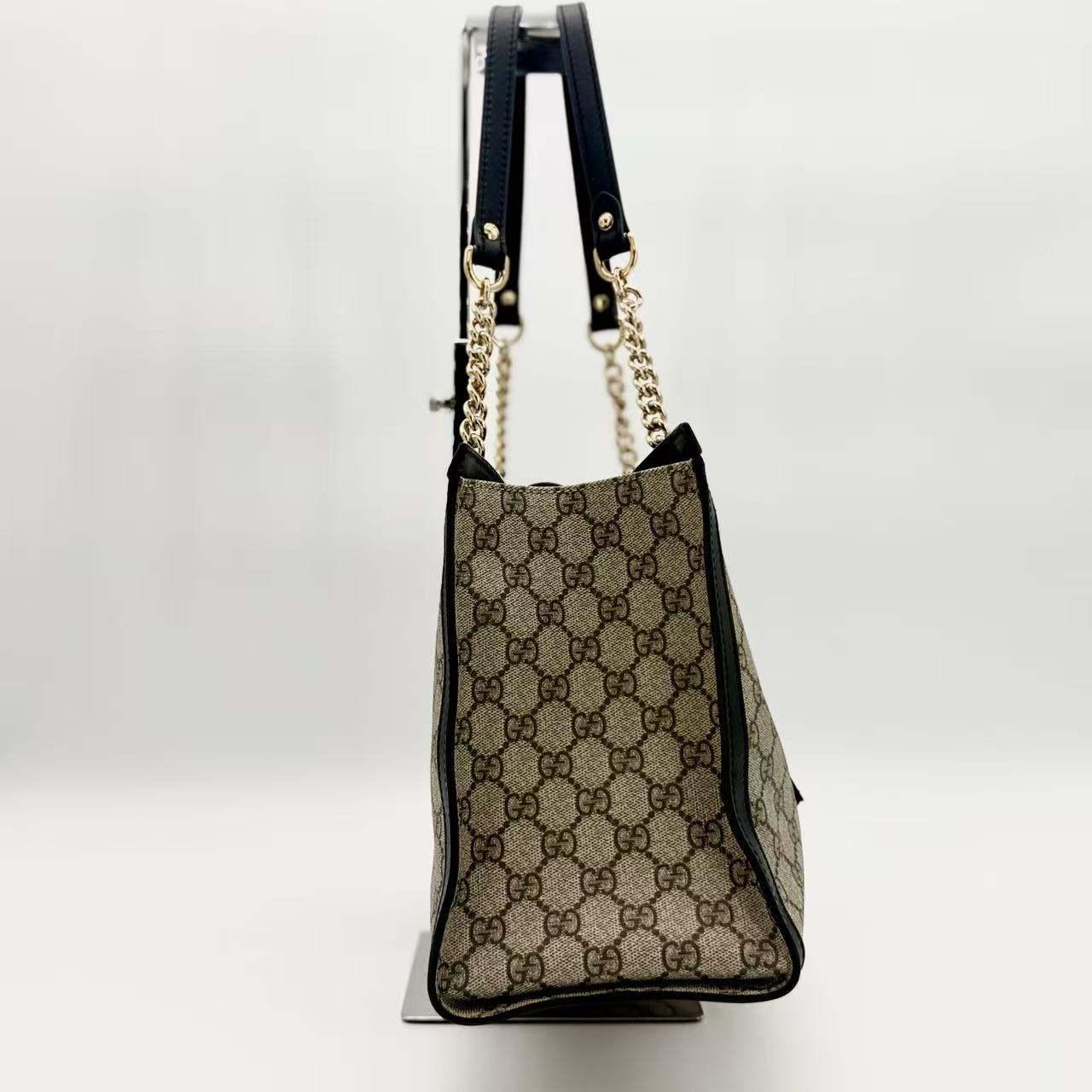 Padlock Chain Tote GG Coated Canvas with Leather Medium