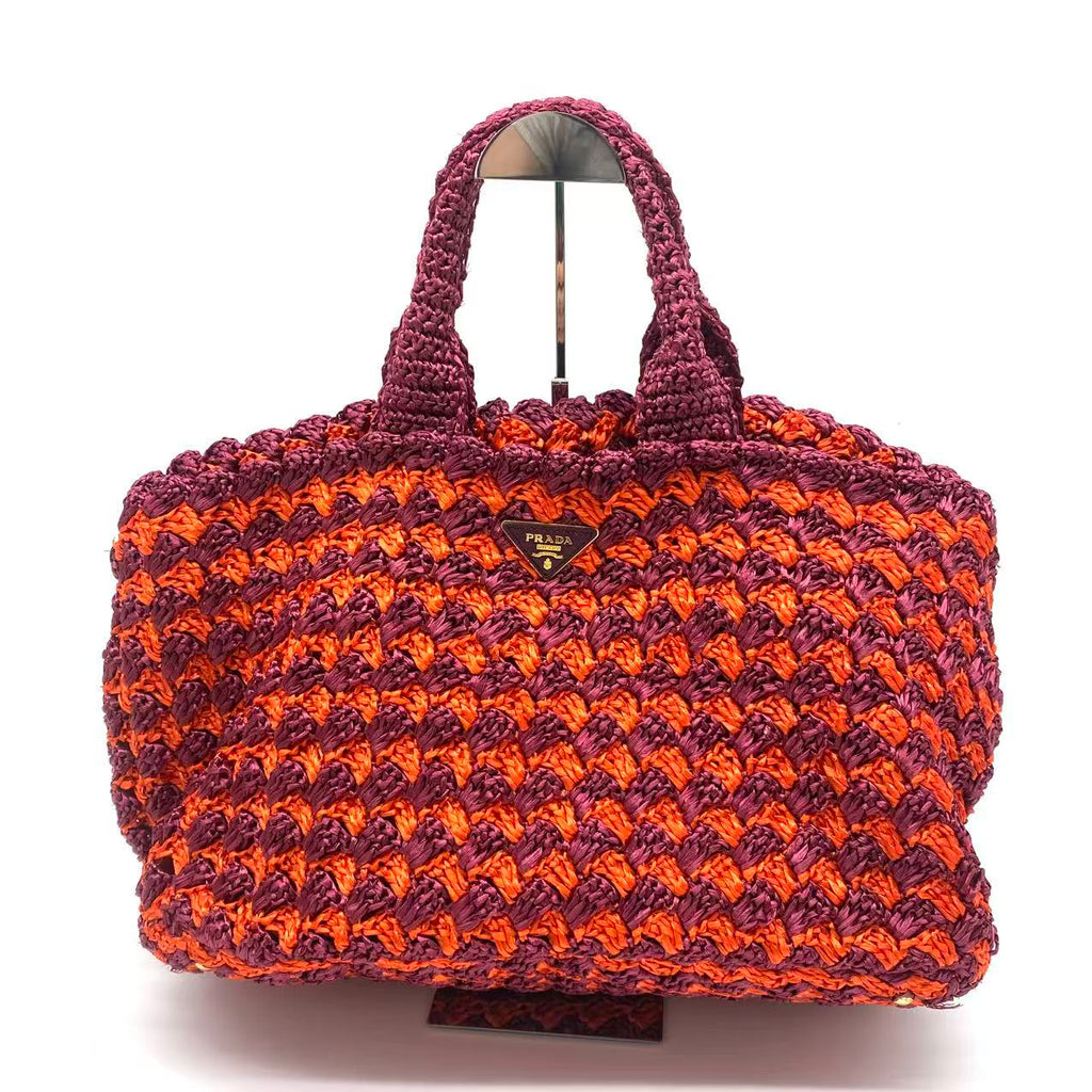 Raffia Big Tote Bag Orange