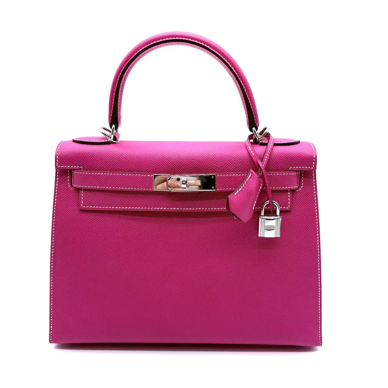 Kelly Handbag Rose Pourpre Epsom with Palladium Hardware 28