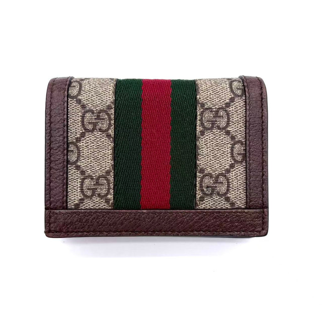GG Supreme Monogram Web Ophidia Card Case Beige New Acero