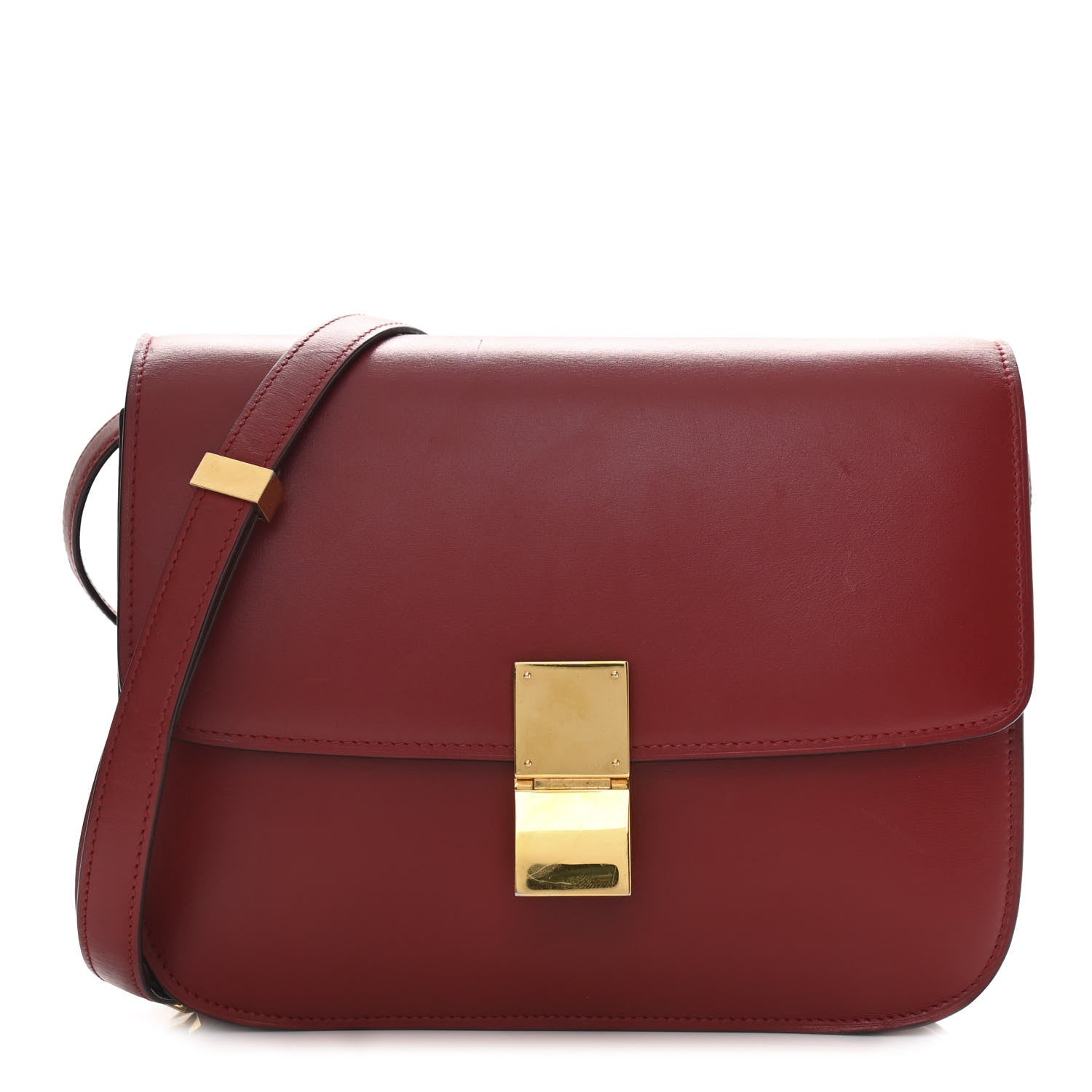 Box Calfskin Medium Classic Box Flap Bag Red twins