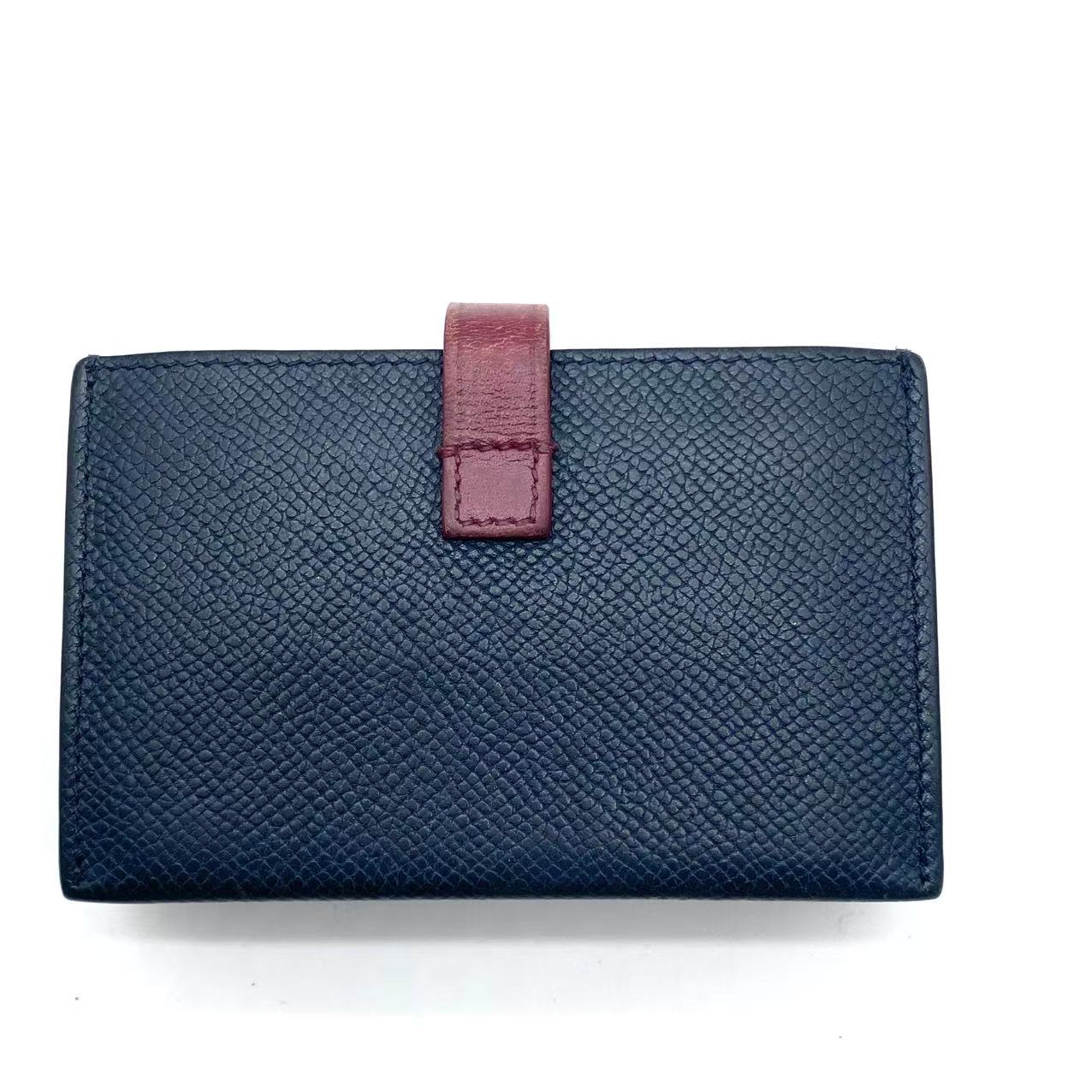 Blue/Burgundy Leather Accordion Card Holder