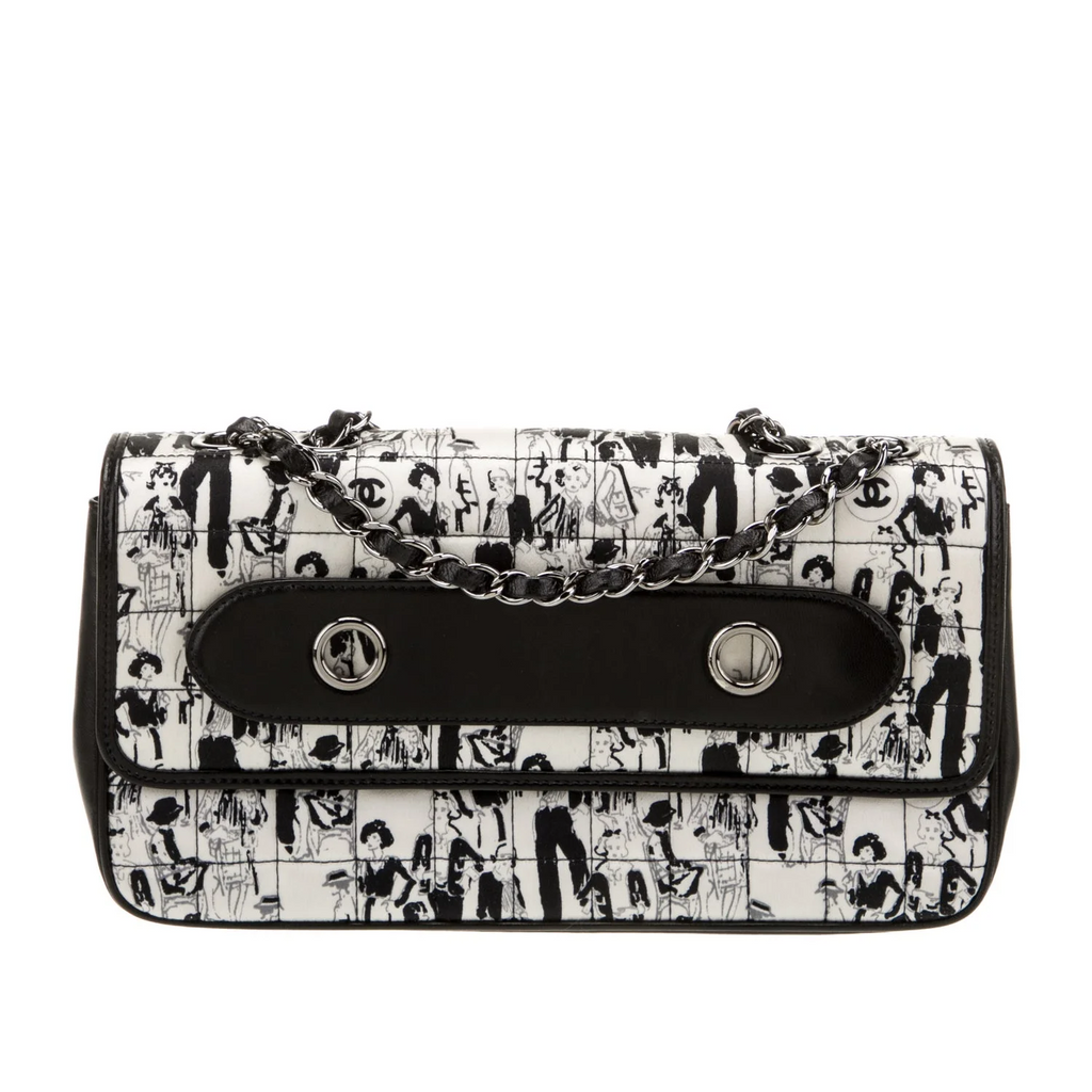 Limited Edition Scarf Flap Bag Printed Silk and Leather Medium Twins