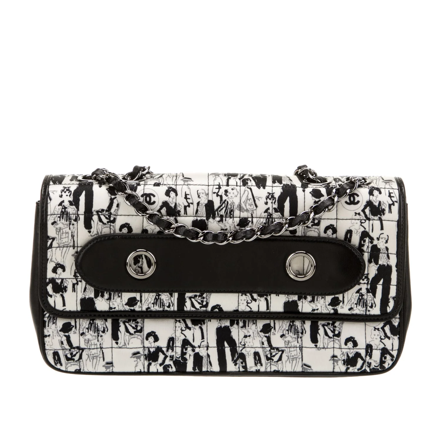 Limited Edition Scarf Flap Bag Printed Silk and Leather Medium Twins