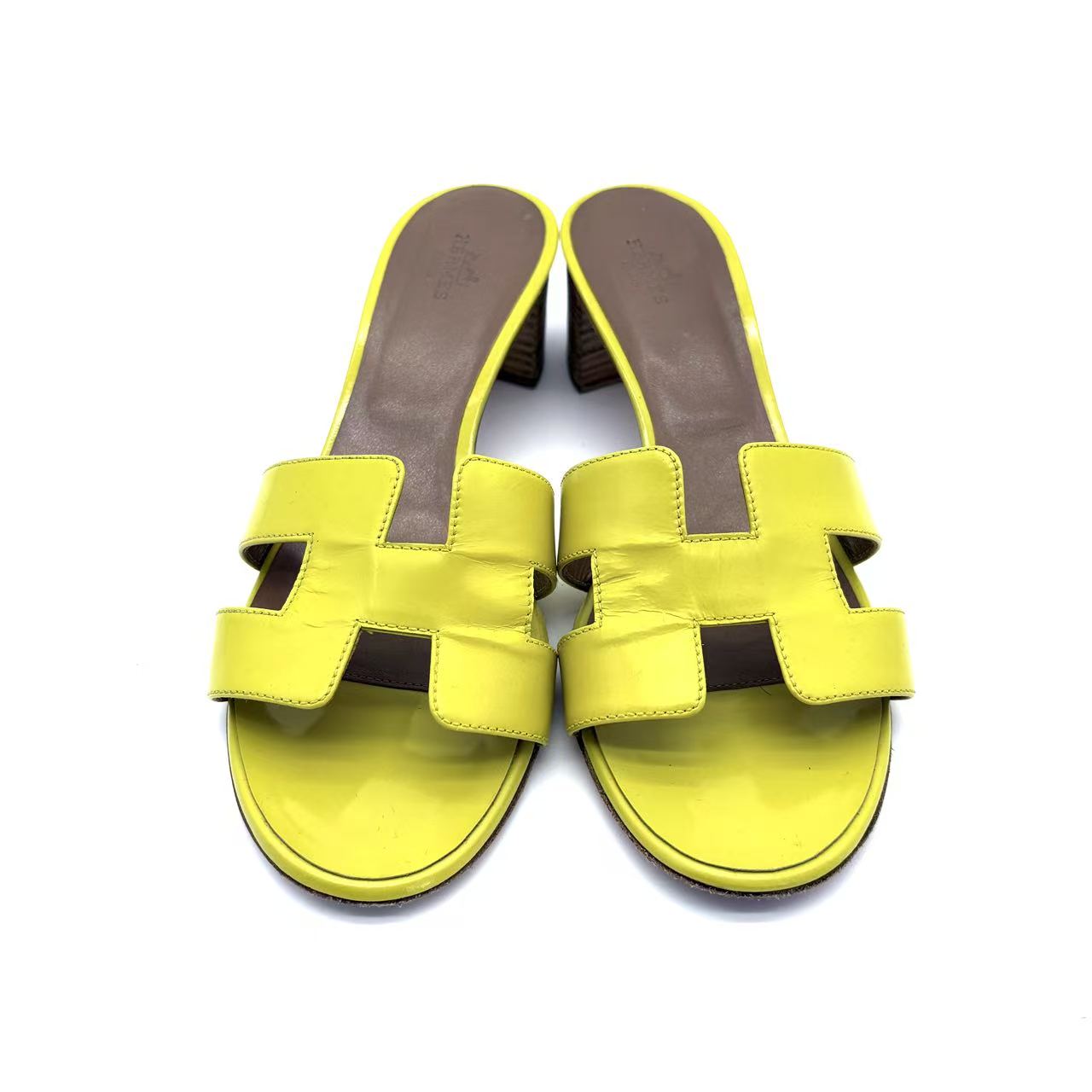 Yellow Leather Oasis Slide Sandals