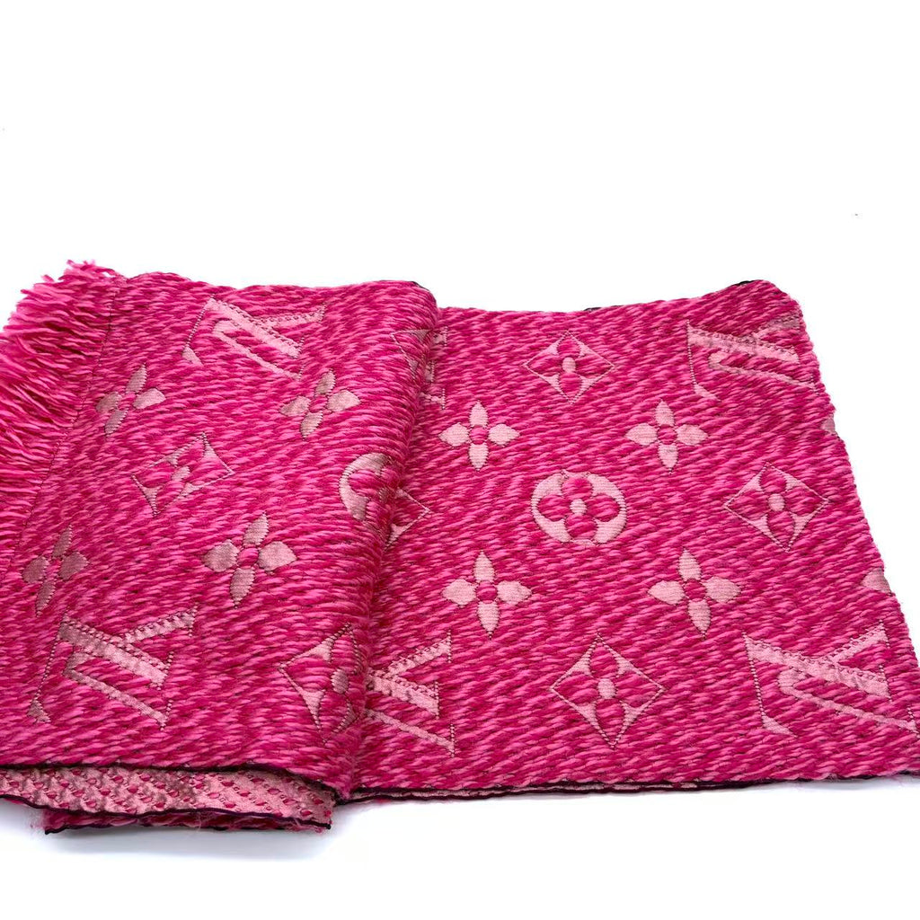 Pink Wool Logomania Scarf