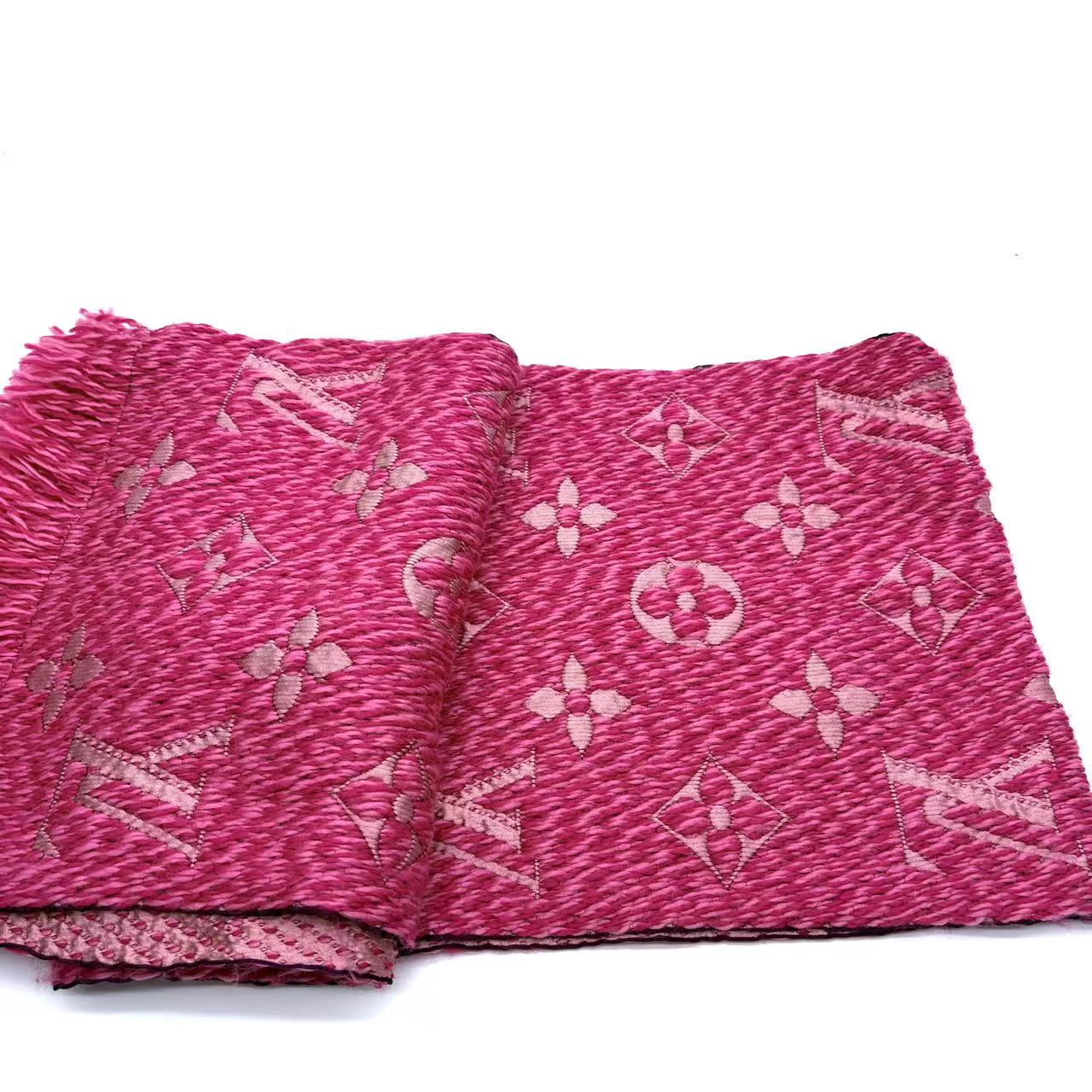 Pink Wool Logomania Scarf