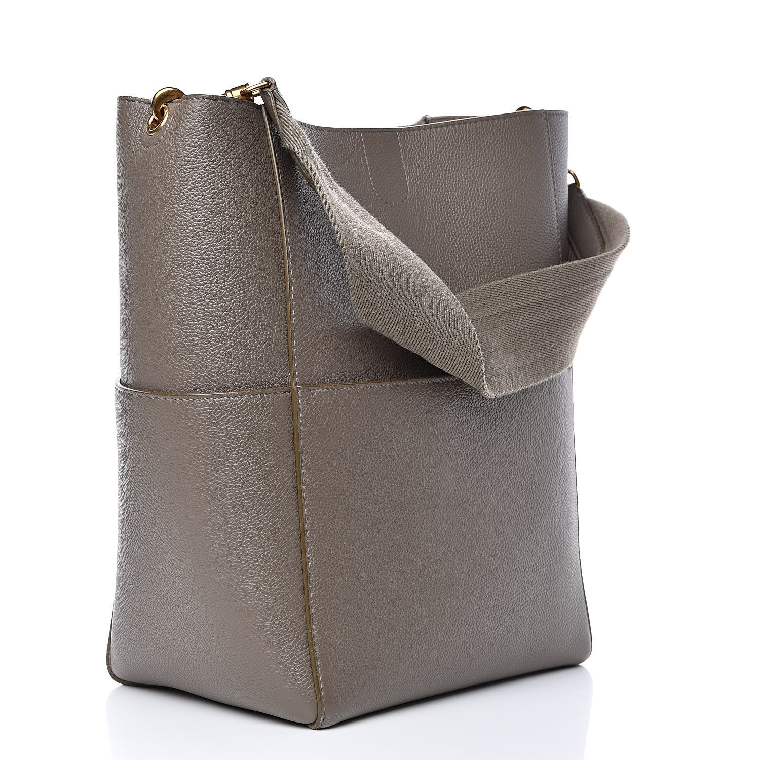 Soft Grained Calfskin Sangle Bucket Bag Taupe twins
