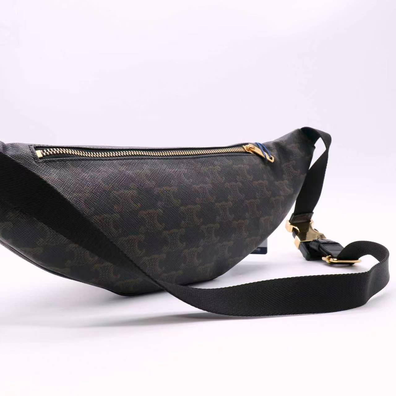Celine Triomphe Canvas Belt Bag Black twins LDJ5428